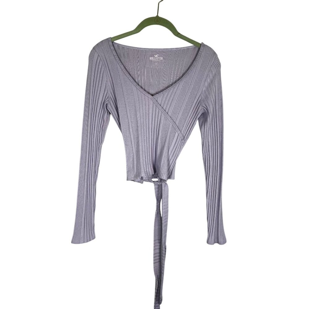 Hollister Wrap Knit Sweater Crop Top Purple M Ballet Boho Indie Festival Y2K 90s